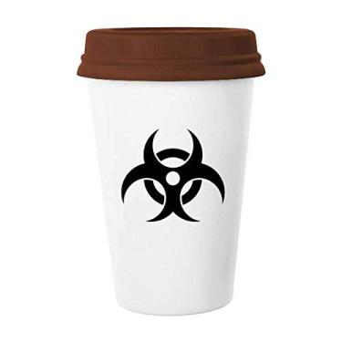 Imagem de Caneca de cerâmica com estampa nociva de radiação química tóxica e vidro para beber café
