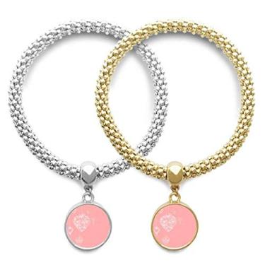 Imagem de DIYthinker Pulseira com pingente de coração rosa para amante do dia dos namorados, joia para presente de casal