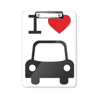 Imagem de Placa de apoio I Love vermelho coração padrão carro prancheta pasta, bloco de escrita A4