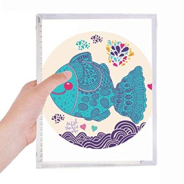 Imagem de Caderno de desenho de linha, desenho animado, peixes, corais, folhas soltas, diário recarregável