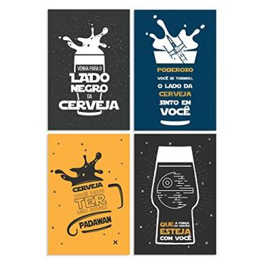 Imagem de Placas Decorativas Geek Jedi Frases Cerveja 20x30cm Kit 4un