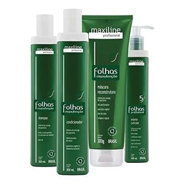 Imagem de Kit Folhas Maxiline (4 Produtos) shampoo condicionador Máscara Selante Cuticular