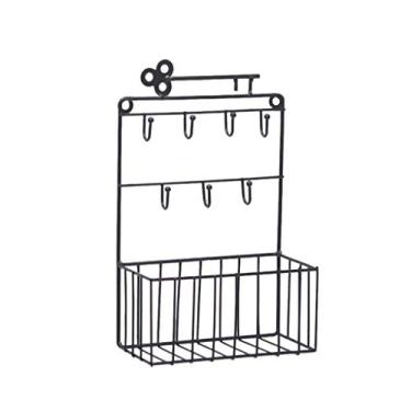 Imagem de angwang Porta-chaves e correio de parede, porta-chaves e porta-chaves com 7 ganchos, organizador de bolso e separador de letras para entrada, cozinha, casa, escritório, decoração preta