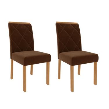 Imagem de Conjunto com 2 Cadeiras Fernanda Joli Marrom e Madeira