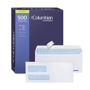 Imagem de Columbian #9 Envelopes de segurança de janela dupla, SimplySafe Evidente de adulteração, tira de puxar, descascar e selar, para faturas e declarações, 9,5 x 21,5 cm, 500 por caixa (COLO166), branco