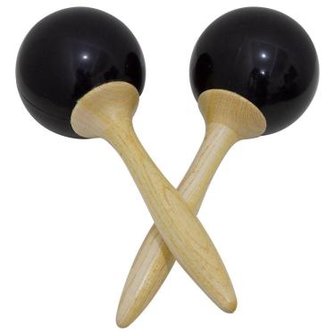 Imagem de Par de Maracas Redondo Preto em Madeira 25cm New York