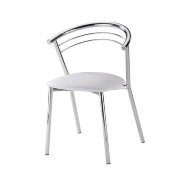 Imagem de Cadeira Cromada Assento Material Sintético Branco 12237 - Sun House