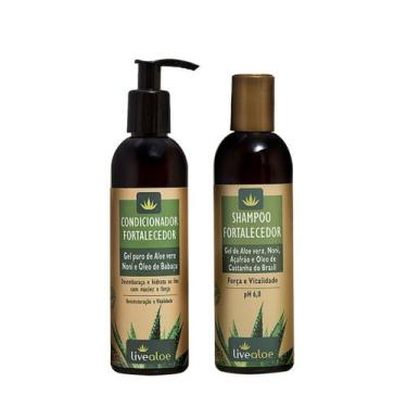 Imagem de Kit Shampoo E Condicionador Natural Fortalecedor Livealoe Com Aloe Ver