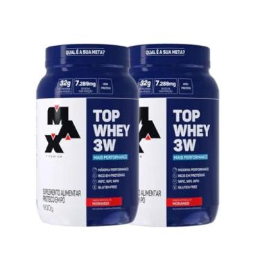 Imagem de Kit 2x Top Whey 3w Mais Performance 900g Morango - Max Titanium