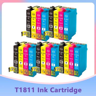 Imagem de Cartucho de tinta compatível para impressora Epson  18XL  T1811-T1814  XP205  XP305  XP322  XP315