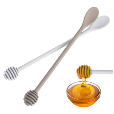 Imagem de Zerodeko 6 Peças conchas de mel de favo de mel batedor de silicone xarope para mexer mel mexedor de mel café liquidificador palito de colher pau de mel bebidas
