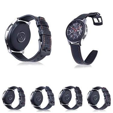 Imagem de Pulseira de Couro Carbon para Samsung Gear S3 Frontier - Gear S3 Classic - Galaxy Watch 46mm BT - Marca Ltimports (Laranja)