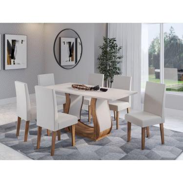 Imagem de Mesa de Jantar Retangular Royale com 6 Cadeiras Venus Imbuia/Blonde/Marfim