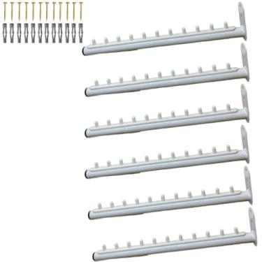 Imagem de Seis Araras de Parede Cabideiro Rt 40cm Resistente Closet Loja Organizada