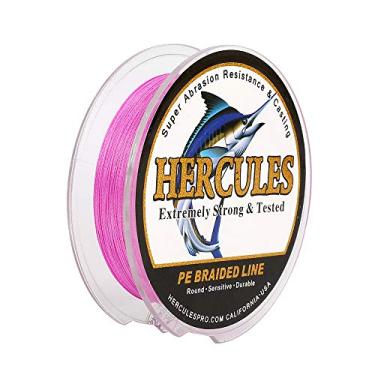 Imagem de Hercules Linha de pesca trançada super forte 4 fios super econômico de 1,8 kg a 2,3 kg Teste para água salgada, 109/328 / 547/1094 jardas (100 m / 300 m / 500 m / 1000 m), Diam# 0,08 mm - 0,55 mm Água salgada, rosa, 30LB(13.6KG)-0.28MM-109YDS(100M)