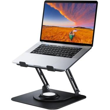 Imagem de JOYEKY Suporte de laptop para mesa, suporte ajustável para computador com base giratória de 360°, elevação ergonômica para trabalho colaborativo, suporte dobrável e portátil, adequado para todos os