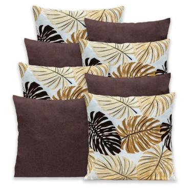 Imagem de Kit 8 Capa De Almofada 40 X 40 C/Zíper Estampada E Lisa (Costela Palha Marrom)