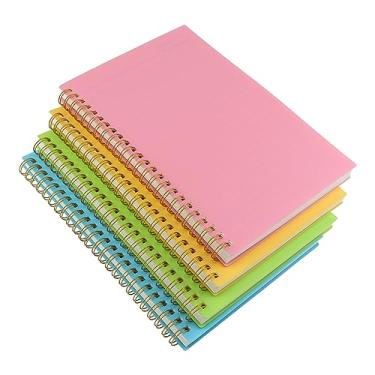Imagem de Aacehlh Caderno espiral, 14 x 21,6 cm, capa dura de plástico, pautado, universitário, com 4 cores, 80 folhas/160 páginas por diário para trabalho, estudo e anotações (verde claro, azul claro, amarelo, rosa).