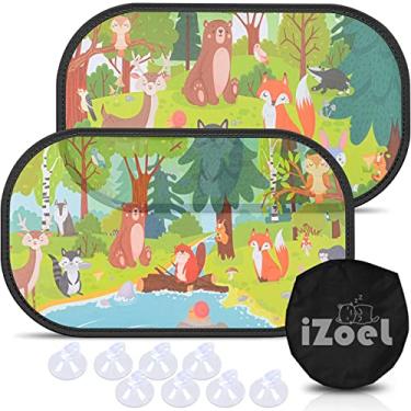 Imagem de MOVINPE Guarda-sol para carro para bebês crianças, 2 unidades, aderência estática, janela lateral, 80 g/m², para-sol traseiro, universal, com 8 ventosas e bolsa de armazenamento – Proteção contra brilho solar e raios UV (submarino)