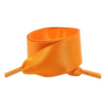 Imagem de Silk Flat Ribbons Sneakers Laces Wedding Unisex Suitable Satin Ided Polyester Smooth Women Candy Shoe ShoeLace (Color : Orange, Size : 100cm)