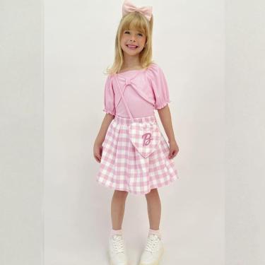 Imagem de Conjunto Menina Verão Blusa Boxy em Canelado e Saia em Super Cetim Barbie 6 a 12 - Infanti-Feminino