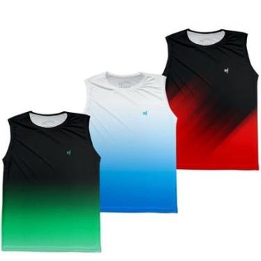 Imagem de Regata Masculina Esportiva Mescla Proteção UV50+ Kit 3-Masculino