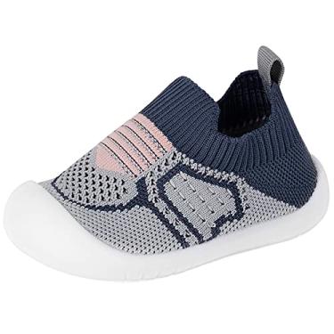 Imagem de Pantufas infantis infantis para meninos e meninas com sola antiderrapante, Azul escuro, 22