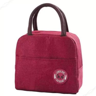 Imagem de Bolsa Térmica Lancheira Marmita, Tecido Resistente à água. Com Bolso Externo, Designer Moderno e Manta de aluminio (Vinho)