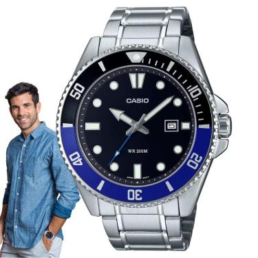Imagem de Relógio Masculino Casio Duro Analógico Prova Dágua 200 Metros Aço Inóx Redondo Robusto Esportivo Prata MDV-107D-1A2VDF