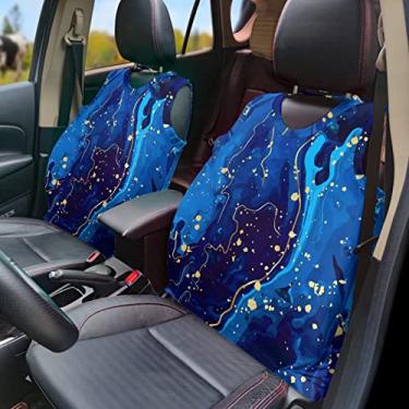 Imagem de GOSTONG Colete de capa de assento de carro com estampa de mármore azul, capas de assento universais para carro conjunto completo frontal de 2 acessórios de decoração