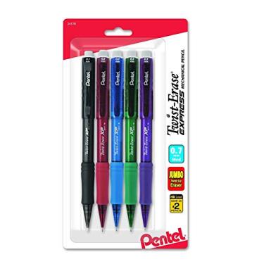 Imagem de Pentel Lapiseira Twist-Erase Express, (0,7 mm), linha média, cores sortidas da moda, pacote com 5 (QE417FBP5M)