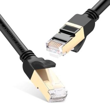 Imagem de Cabo de Rede Cat7 F/FTP Round Ethernet Rj45 Macho/Macho 3 M Preto Conexão Plug and Play Transferência de até 10Gbps MPOWER