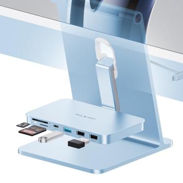 Imagem de Acessórios iMac para i-Mac 2021/2023/2024, PULWTOP USB C Hub para iMac com USB A/C 10Gbps, Hub para M1/M3/M4, 2USB A 2.0, leitor de cartão SD/TF para iMac de 24 polegadas e Studio Display 2 azul