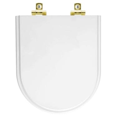 Imagem de Assento Sanitário com Fechamento Lento Smart Branco para vaso Celite com Ferragem Dourada