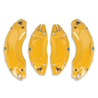 Imagem de Tampas de pinça compatíveis com Toyota Camry 2019-2024 RAV4 2020-2024 17 em 18 polegadas cubo de roda adequado para tampa de pinça de freio de carro dianteiro e traseiro conjunto de 4 amarelos