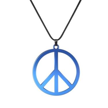 Imagem de Dreuyet Colar com pingente de sinal de paz para homens e mulheres personalizado de aço inoxidável punk hippie anos 60 e 70 anos 60 anos 70, acessórios hipster para festa de Halloween dos anos 1960 e