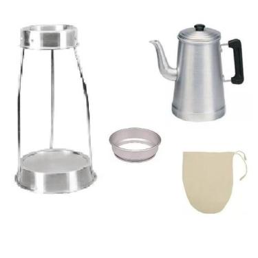 Imagem de Kit Café 5 lts Tripe+Coador+Cafeteira+Aro - Alumínio Vigor