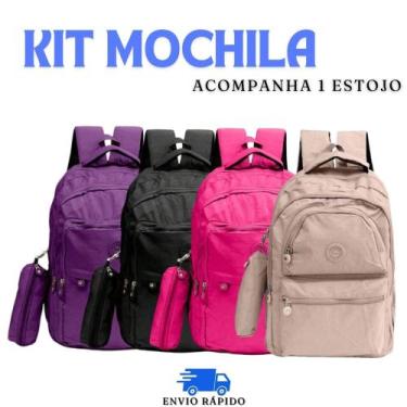 Imagem de Mochila Escolar Feminina Resistente Impermeável Nylon Faculdade Estilo