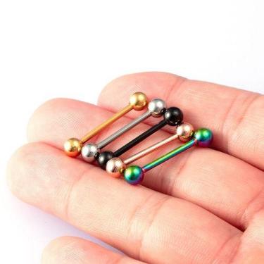 Imagem de Piercing De Língua Barbell Aço Cirúrgico 316l - 1 Pç - De Castro joias