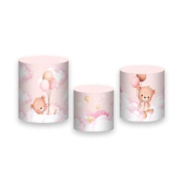 Imagem de Trio de Capas de Cilindro - Ursinho no Céu Rosa 054 - Via Cores