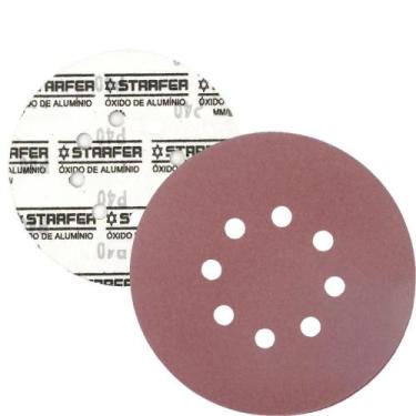 Imagem de Kit 50 Disco de Lixa Fecho Aderente Vermelho Pluma 8 Furos 180mm Grão 