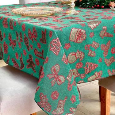 Imagem de Toalha de Mesa Retangular Natalina Mesa Posta Natal Brilhante - Millen