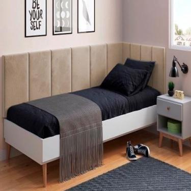 Imagem de Conjunto de Cabeceira Painel Cama Box Laura II Solteiro 0,90 cm com Pr