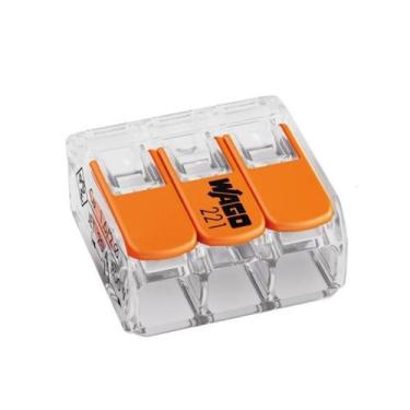 Imagem de Conector Emenda Compacto Fios E Cabos 3 Vias 221 Wago