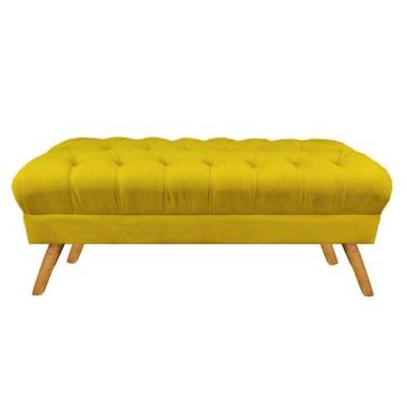 Imagem de Puff Decorativo Retrô Paris Capitonê 1 Metro Pé Palito Suede Amarelo -