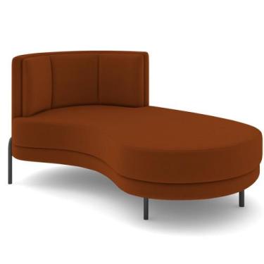 Imagem de Chaise Longue Divã 164cm Braço Esquerdo Logus D06 Veludo Telha - Mpoze