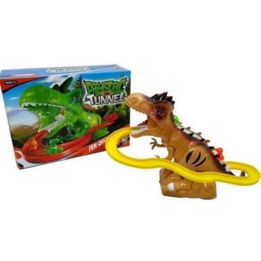 Imagem de Brinquedo pista de dinossauro com escorregador para dinossauros com lu