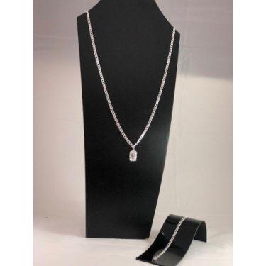 Imagem de Conj. Corrente Pulseira Prata Legitma 925 Gurmet 70cm Face - Lojas La&