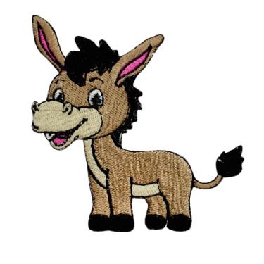 Imagem de Patch de burro, remendo de burro fofo, emblema de animal, remendo de desenho animado, patch infantil bordado ferro na costura emblema para roupas etc. 8 x 8 cm