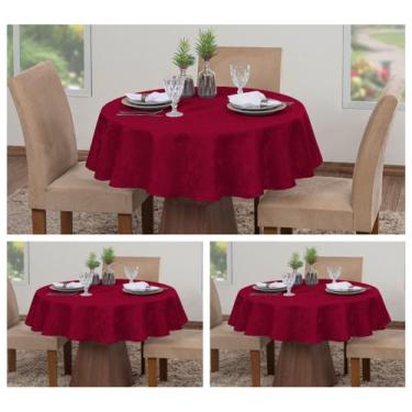 Imagem de Kit 3 Toalhas De Mesa Luxo Redonda 4 Lugares Sala Jantar Jacquard - Lu